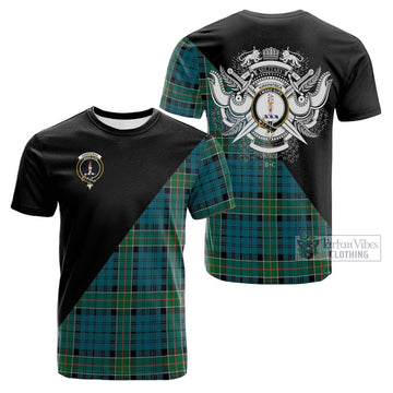 Kirkpatrick Tartan Cotton T-shirt with Family Crest and Military Logo Style