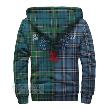 Kirkpatrick Tartan Sherpa Hoodie Happy St. Andrew's Day Half Tartan Style