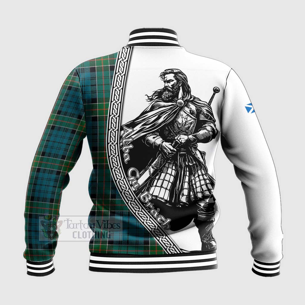 Tartan Vibes Clothing Kirkpatrick Tartan Clan Crest Baseball Jacket with Highlander Warrior Celtic Style