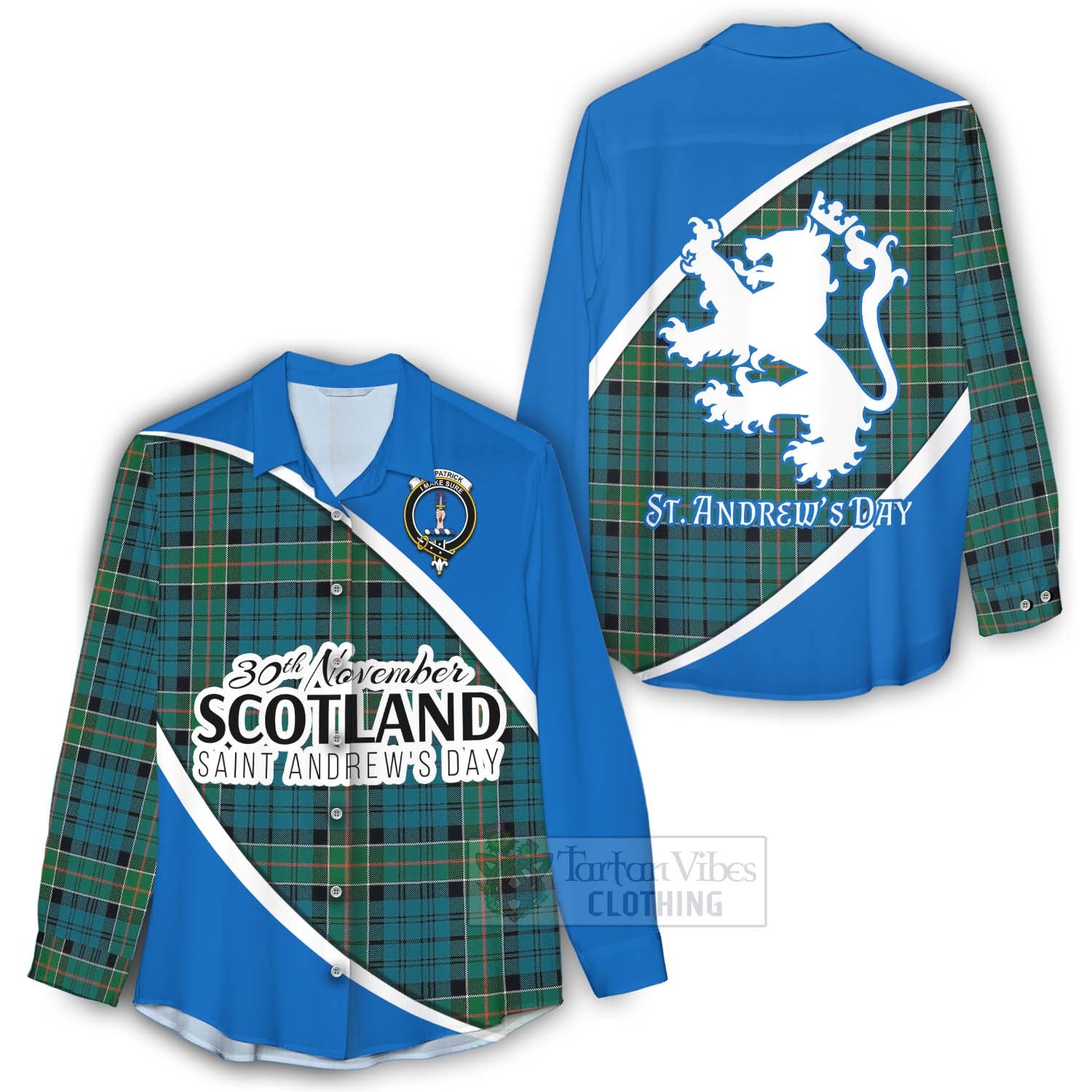 Tartan Vibes Clothing Kirkpatrick Family Crest Tartan Women's Casual Shirt Celebrate Saint Andrew's Day in Style