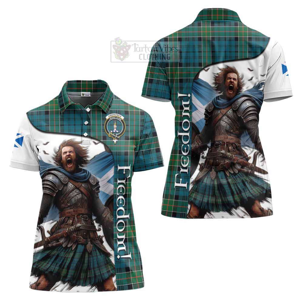 Tartan Vibes Clothing Kirkpatrick Crest Tartan Women's Polo Shirt Inspired by the Freedom of Scottish Warrior