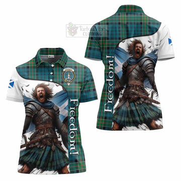 Kirkpatrick Crest Tartan Women's Polo Shirt Inspired by the Freedom of Scottish Warrior