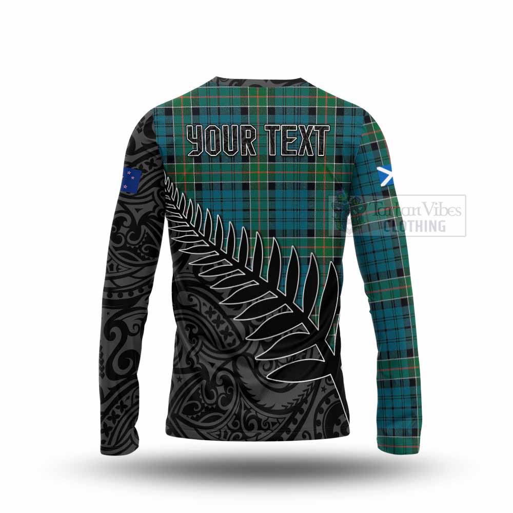 Tartan Vibes Clothing Kirkpatrick Crest Tartan Long Sleeve T-Shirt with New Zealand Silver Fern Half Style