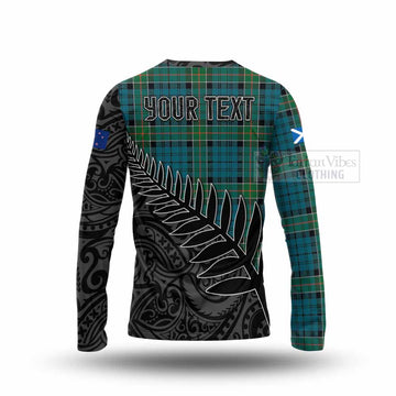 Kirkpatrick Crest Tartan Long Sleeve T-Shirt with New Zealand Silver Fern Half Style