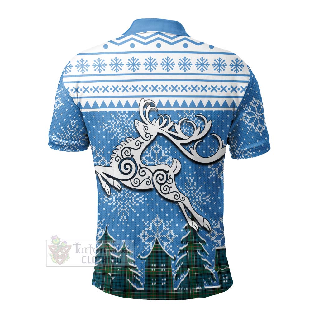 Kirkpatrick Clan Christmas Polo Shirt Celtic Reindeer Style - Tartan Vibes Clothing