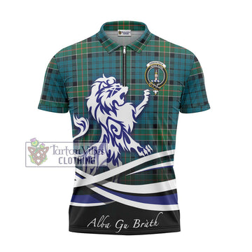 Kirkpatrick Tartan Zipper Polo Shirt with Alba Gu Brath Regal Lion Emblem