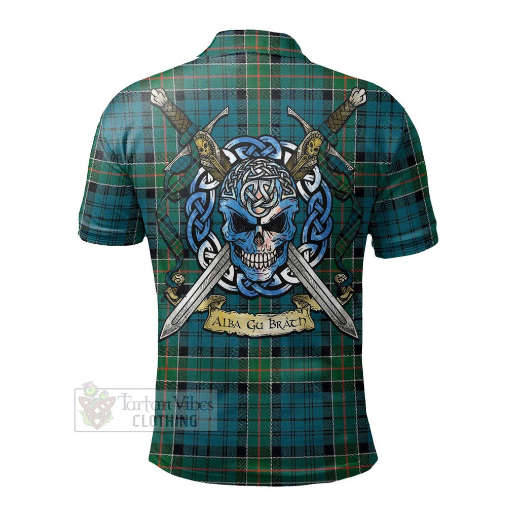 Tartan Vibes Clothing Kirkpatrick Tartan Polo Shirt with Family Crest Celtic Skull Style