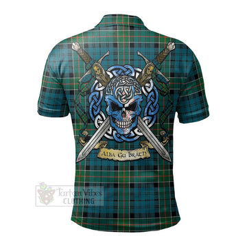 Kirkpatrick Tartan Polo Shirt with Family Crest Celtic Skull Style