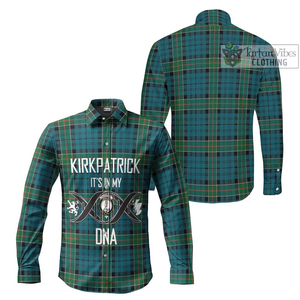 Kirkpatrick Tartan Long Sleeve Button Shirt with Family Crest DNA In Me Style Men's Shirt - Tartanvibesclothing Shop