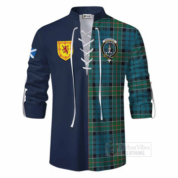 Kirkpatrick Tartan Ghillie Kilt Shirt Alba with Scottish Lion Royal Arm Half Style