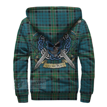 Kirkpatrick Tartan Sherpa Hoodie with Family Crest Celtic Skull Style