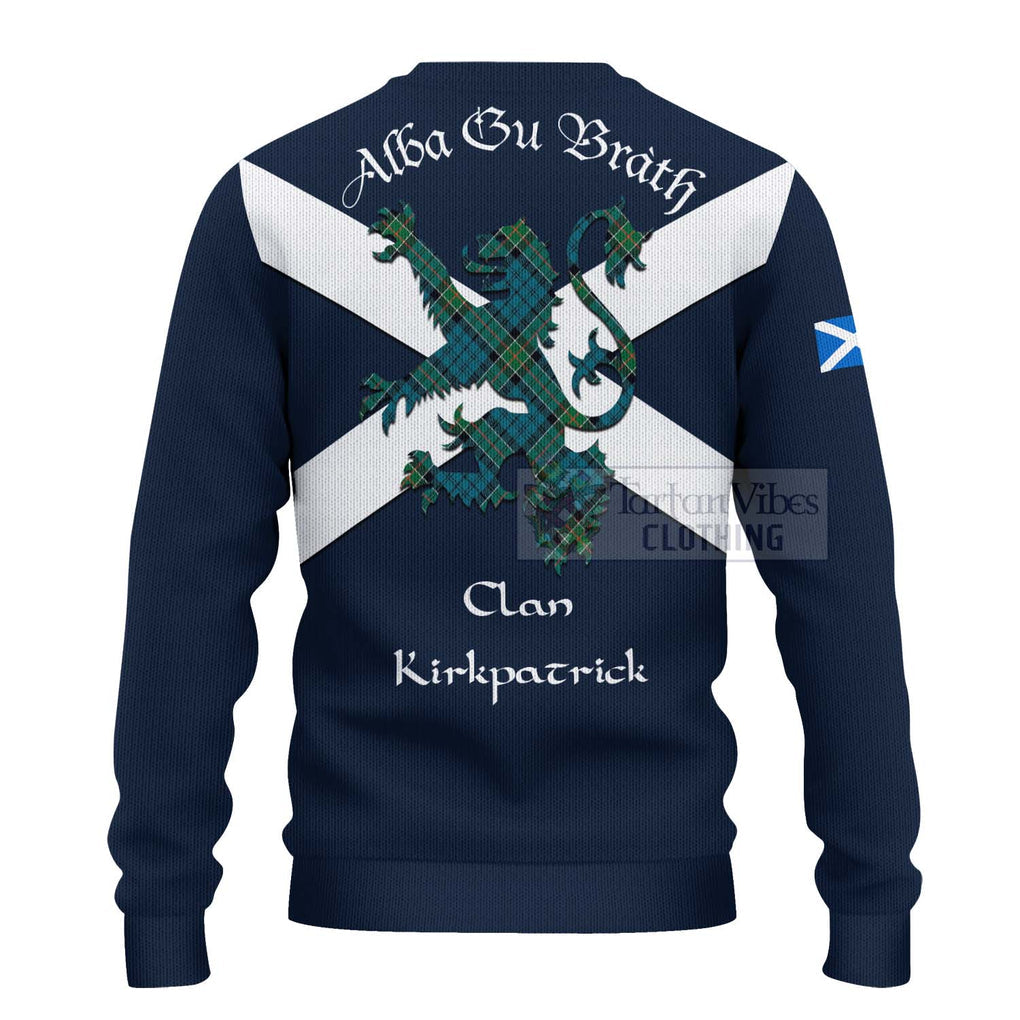 Tartan Vibes Clothing Kirkpatrick Tartan Lion Rampant Knitted Sweater – Proudly Display Your Heritage with Alba Gu Brath and Clan Name