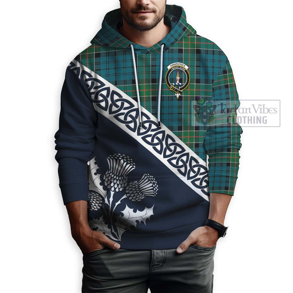 Tartan Vibes Clothing Kirkpatrick Tartan Hoodie Featuring Thistle and Scotland Map