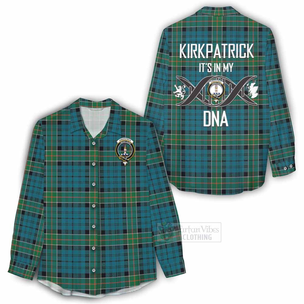 Tartan Vibes Clothing Kirkpatrick Tartan Women's Casual Shirt with Family Crest DNA In Me Style