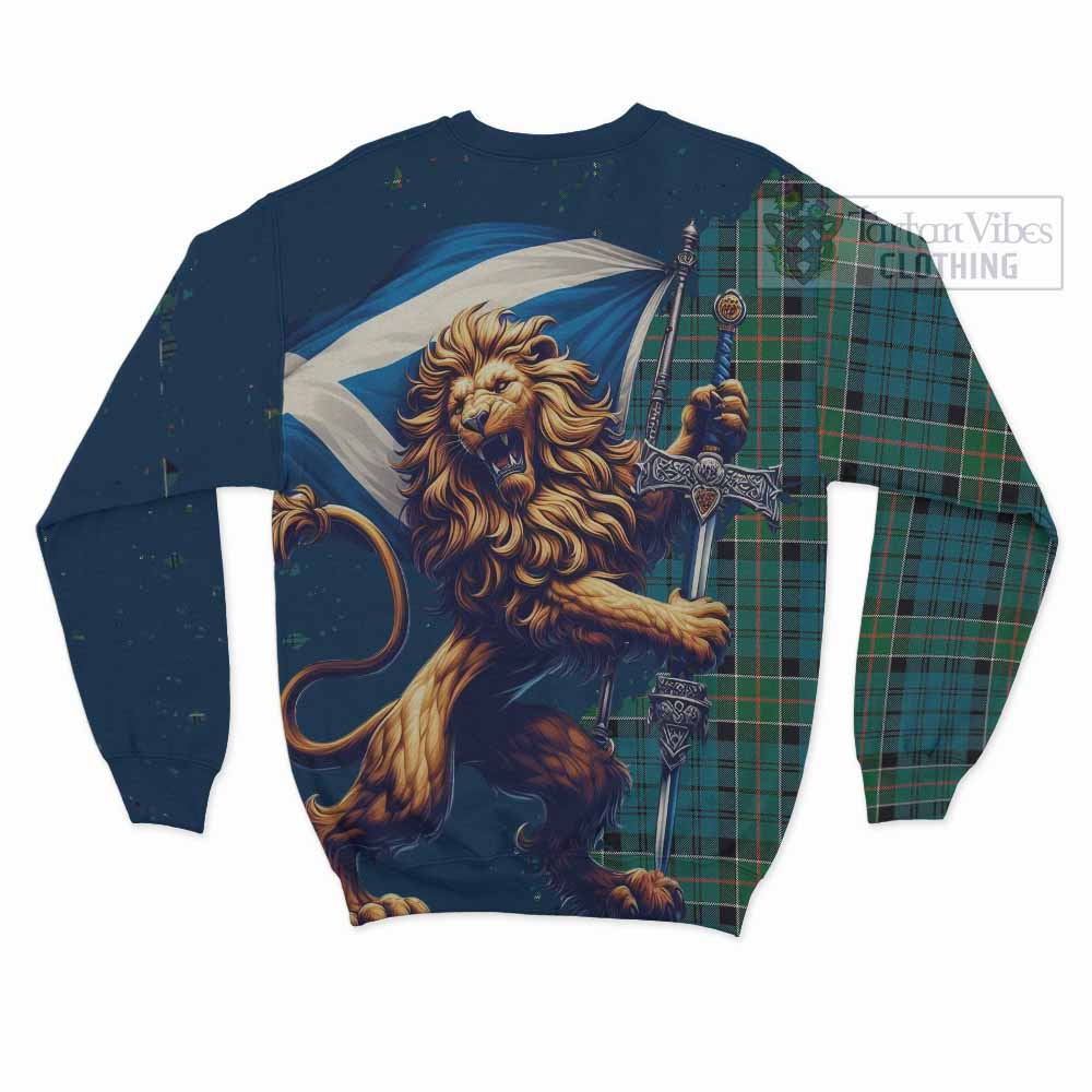 Tartan Vibes Clothing Kirkpatrick Tartan Family Crest Sweatshirt with Scottish Majestic Lion