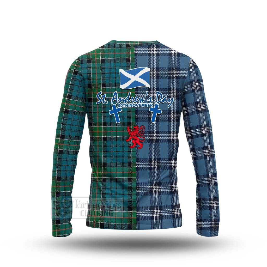 Tartan Vibes Clothing Kirkpatrick Tartan Long Sleeve T-Shirt Happy St. Andrew's Day Half Tartan Style