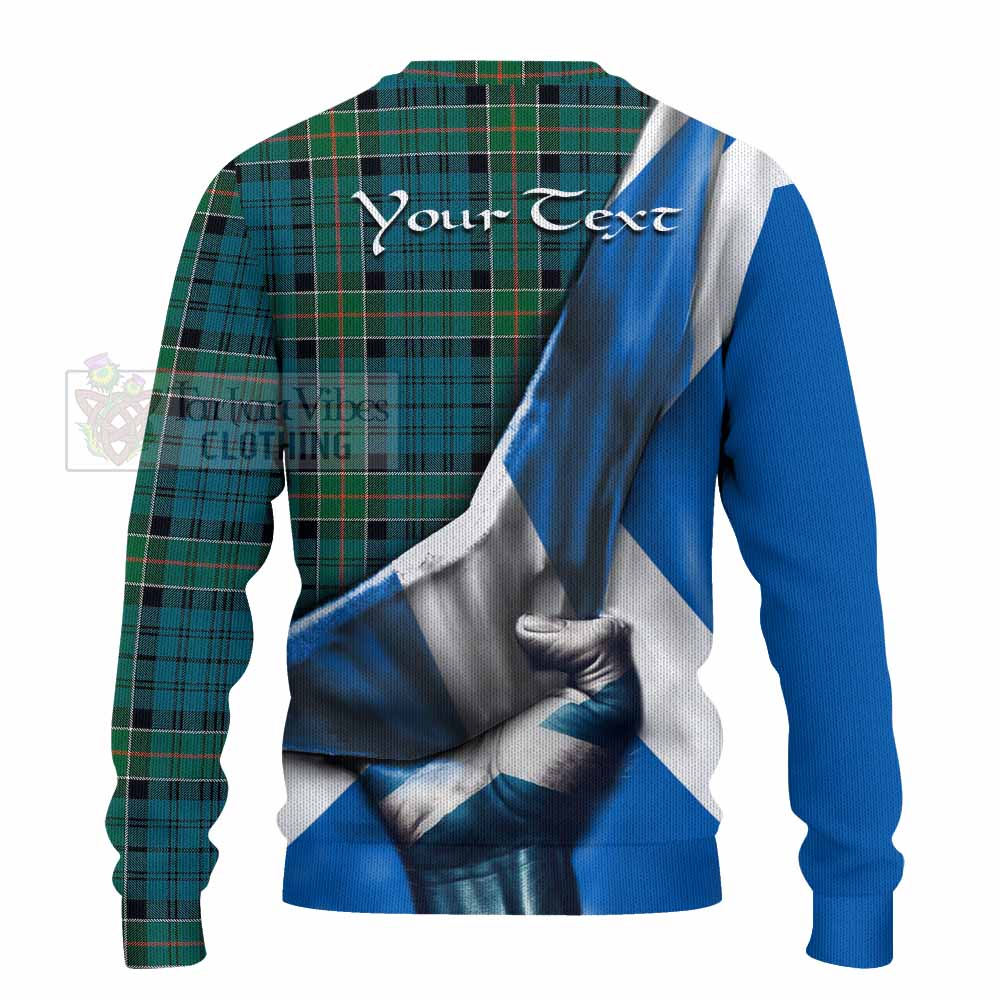 Tartan Vibes Clothing Kirkpatrick Tartan Knitted Sweater with Family Crest Scotland Patriotic Style