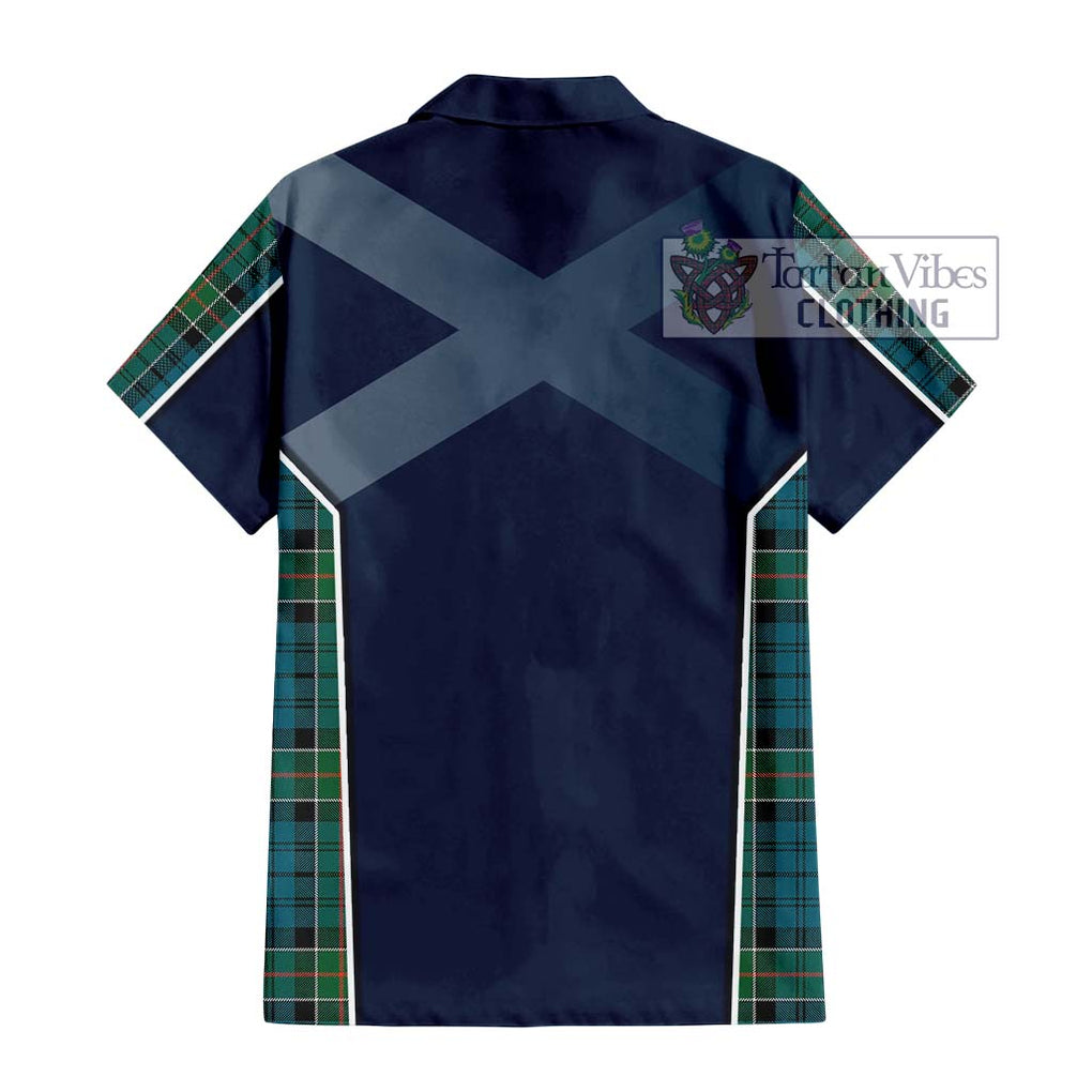 Kirkpatrick Tartan Short Sleeve Button Shirt with Family Crest and Lion Rampant Vibes Sport Style - Tartan Vibes Clothing