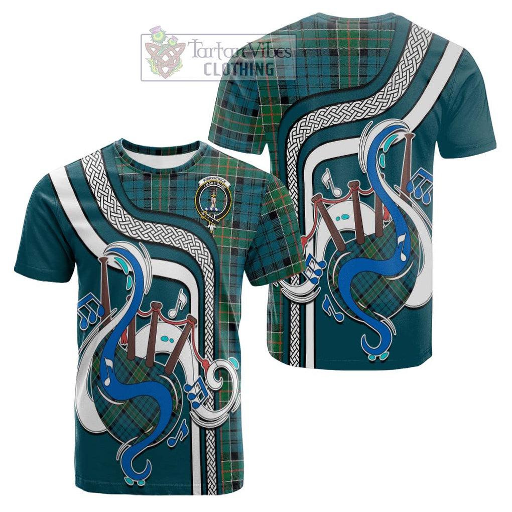 Tartan Vibes Clothing Kirkpatrick Tartan Cotton T-shirt with Epic Bagpipe Style