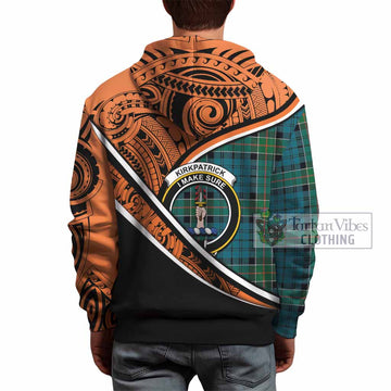 Kirkpatrick Crest Tartan Hoodie with Polynesian Vibes Style - Orange Version