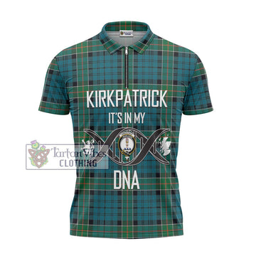 Kirkpatrick Tartan Zipper Polo Shirt with Family Crest DNA In Me Style