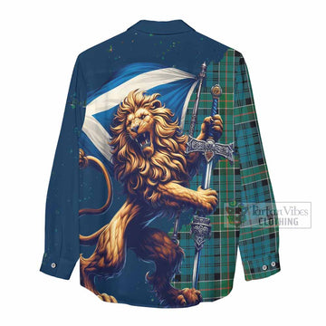 Kirkpatrick Tartan Family Crest Women's Casual Shirt with Scottish Majestic Lion