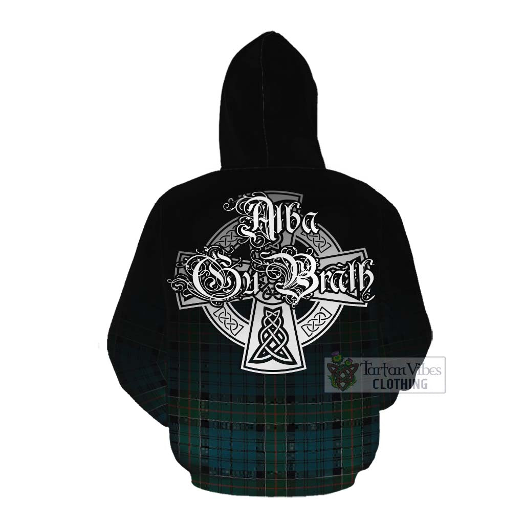 Tartan Vibes Clothing Kirkpatrick Tartan Cotton Hoodie Featuring Alba Gu Brath Family Crest Celtic Inspired