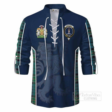 Kirkpatrick Tartan Ghillie Kilt Shirt with Family Crest and Lion Rampant Vibes Sport Style