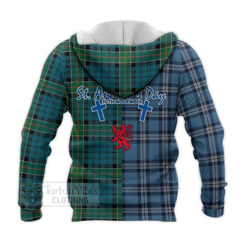 Kirkpatrick Tartan Knitted Hoodie Happy St. Andrew's Day Half Tartan Style