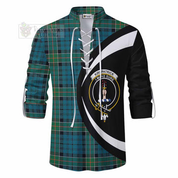 Kirkpatrick Tartan Ghillie Kilt Shirt with Family Crest Circle Style