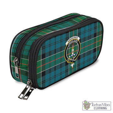 Kirkpatrick Tartan Pen and Pencil Case with Family Crest