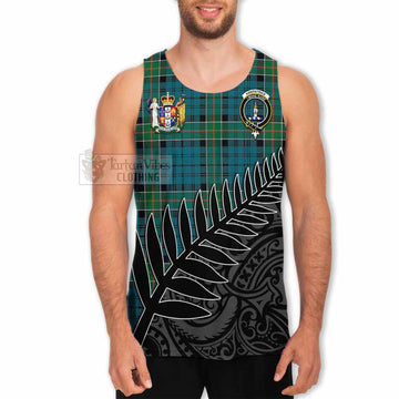 Kirkpatrick Crest Tartan Men's Tank Top with New Zealand Silver Fern Half Style