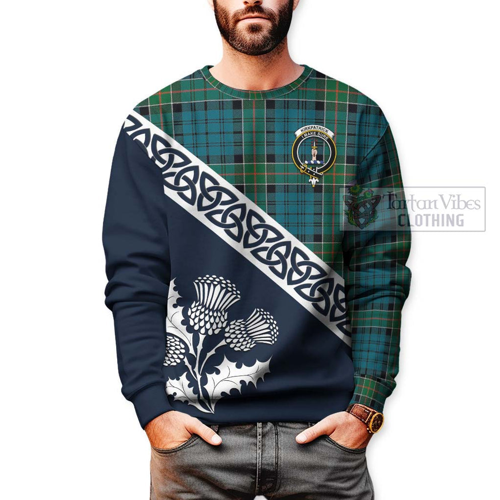 Tartan Vibes Clothing Kirkpatrick Tartan Sweatshirt Featuring Thistle and Scotland Map