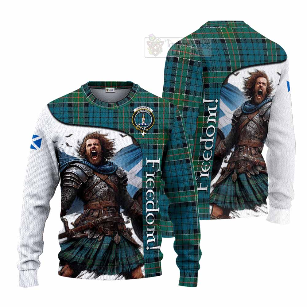 Tartan Vibes Clothing Kirkpatrick Crest Tartan Knitted Sweater Inspired by the Freedom of Scottish Warrior