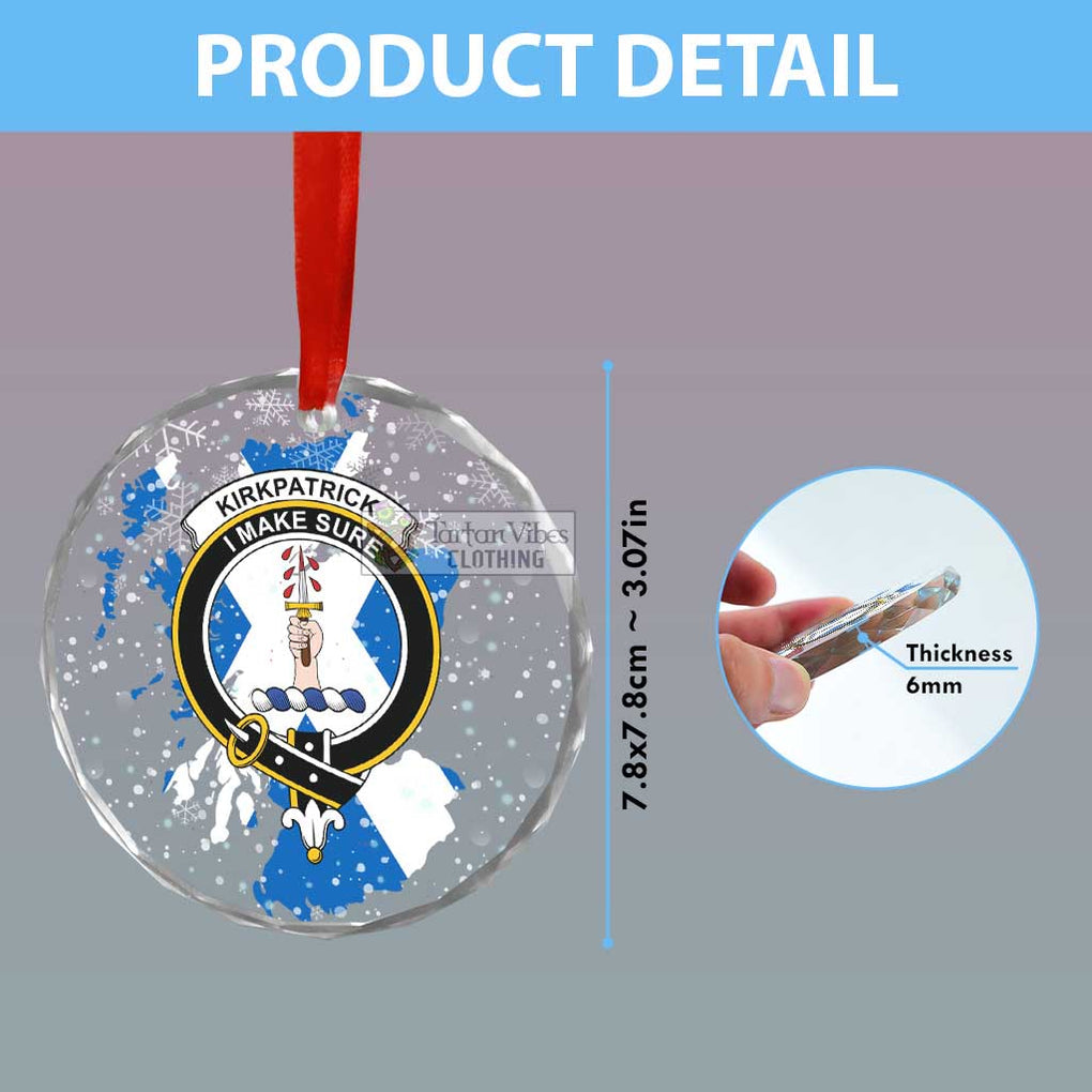 Kirkpatrick Clan Crest Christmas Glass Ornament with Scotland Map - 2D-tartanvibesclothing