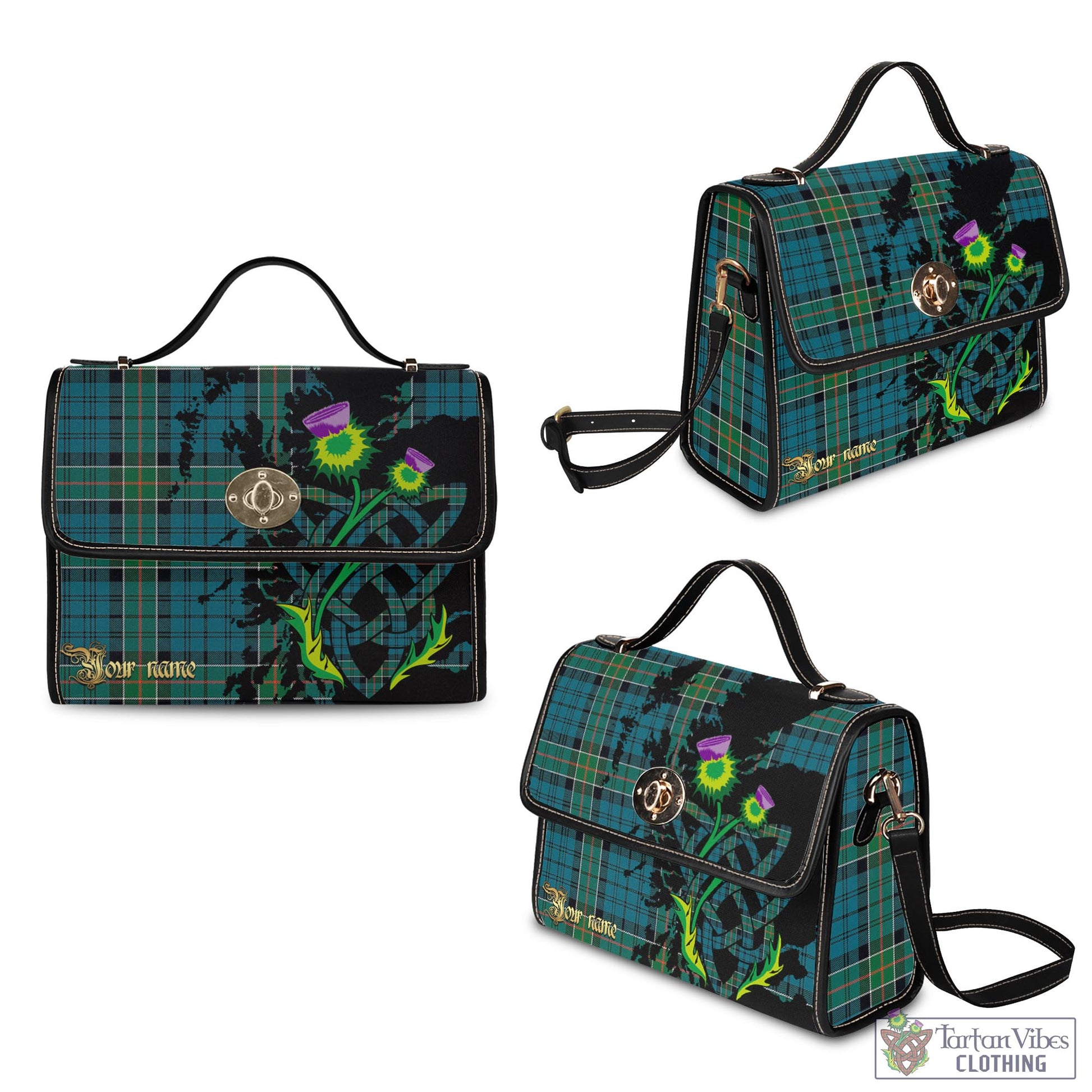 Tartan Vibes Clothing Kirkpatrick Tartan Waterproof Canvas Bag with Scotland Map and Thistle Celtic Accents