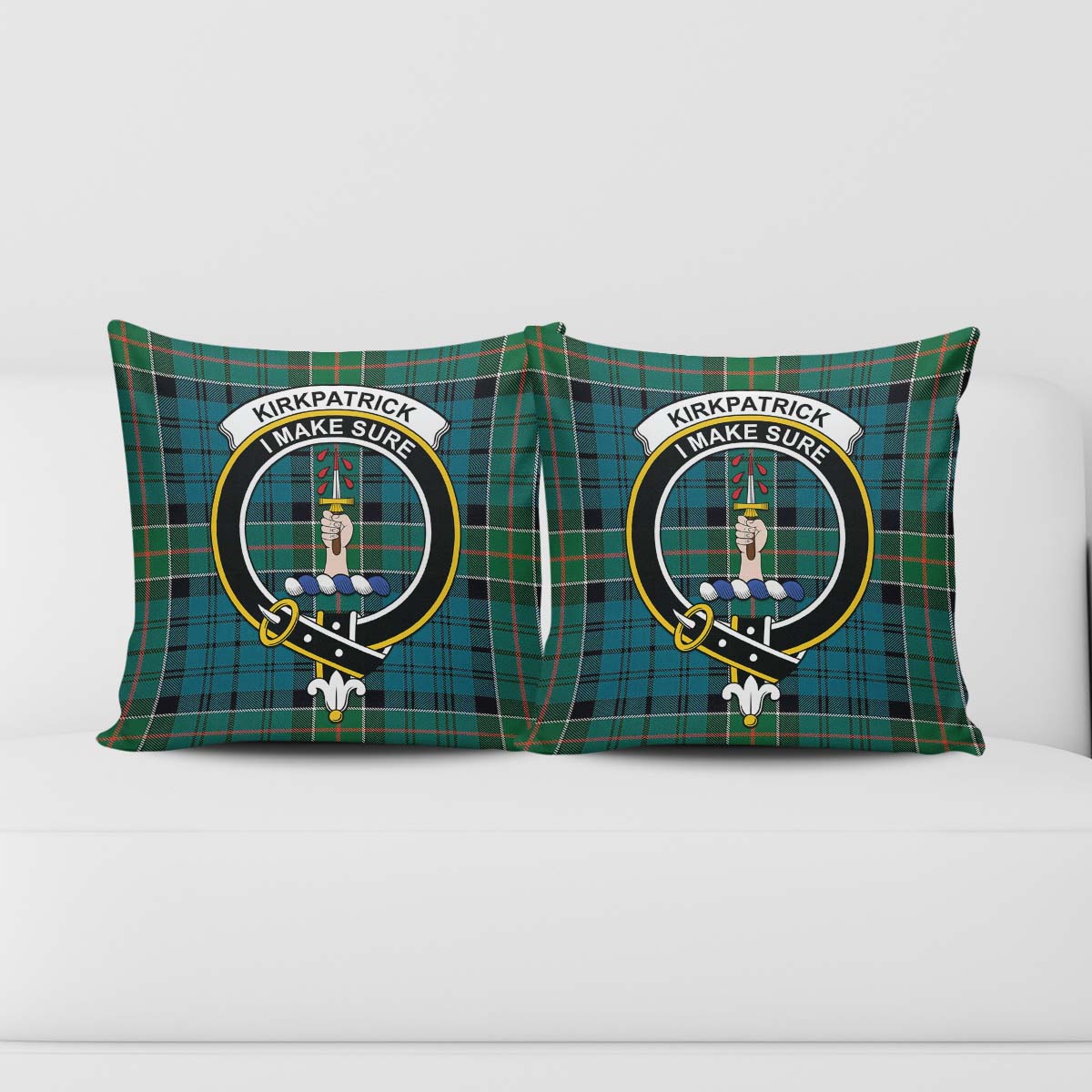 Kirkpatrick Tartan Pillow Cover with Family Crest - Tartanvibesclothing