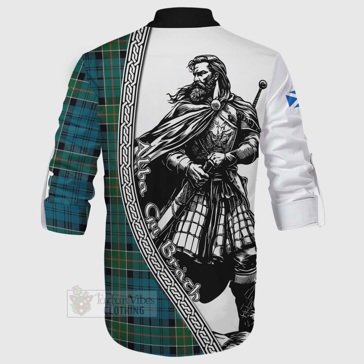 Tartan Vibes Clothing Kirkpatrick Tartan Clan Crest Ghillie Kilt Shirt with Highlander Warrior Celtic Style