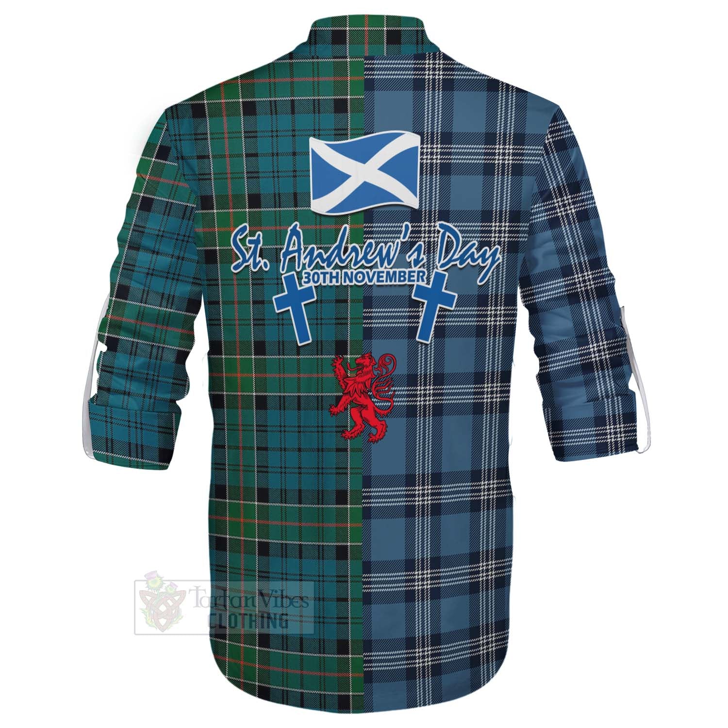 Tartan Vibes Clothing Kirkpatrick Tartan Ghillie Kilt Shirt Happy St. Andrew's Day Half Tartan Style