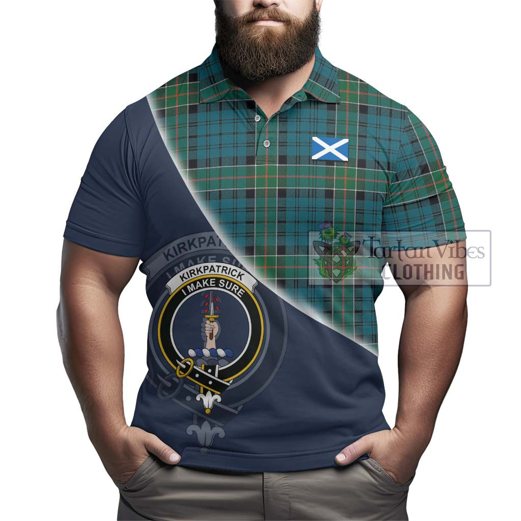 Kirkpatrick Tartan Polo Shirt with Personalised National Flag and Family Crest Half Style - Tartanvibesclothing Shop