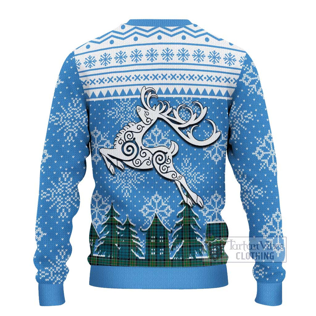 Tartan Vibes Clothing Kirkpatrick Clan Christmas Ugly Sweater with Tartan and Celtic Raindeer Style