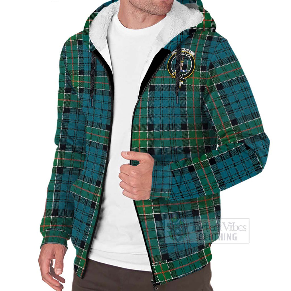 Tartan Vibes Clothing Kirkpatrick Tartan Sherpa Hoodie with Family Crest Celtic Skull Style