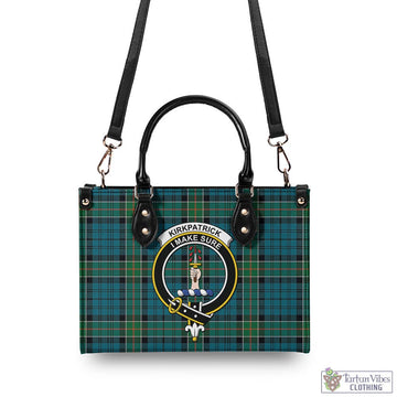 Kirkpatrick Tartan Luxury Leather Handbags with Family Crest - Tartan Vibes Clothing