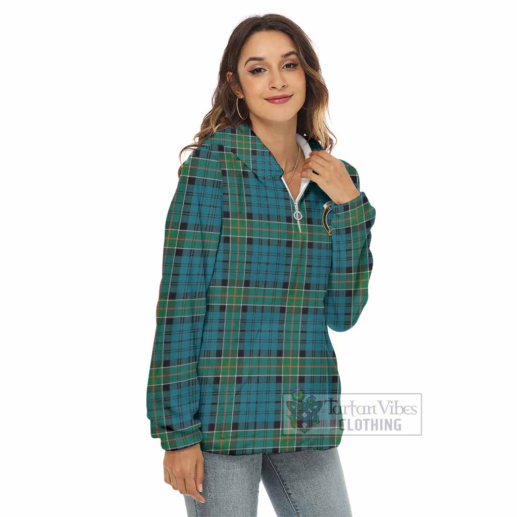 Tartan Vibes Clothing Kirkpatrick Tartan Crest Women's Borg  Half Zip Fleece Hoodie