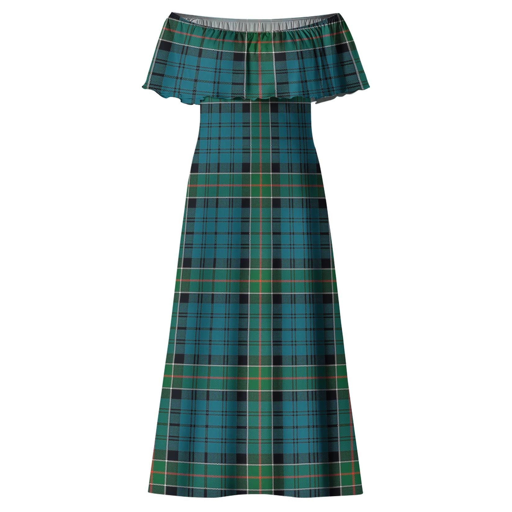 Kirkpatrick Tartan Off Shoulder Long Dress - Tartanvibesclothing