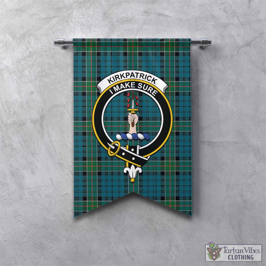 Tartan Vibes Clothing Kirkpatrick Tartan Gonfalon, Tartan Banner with Family Crest