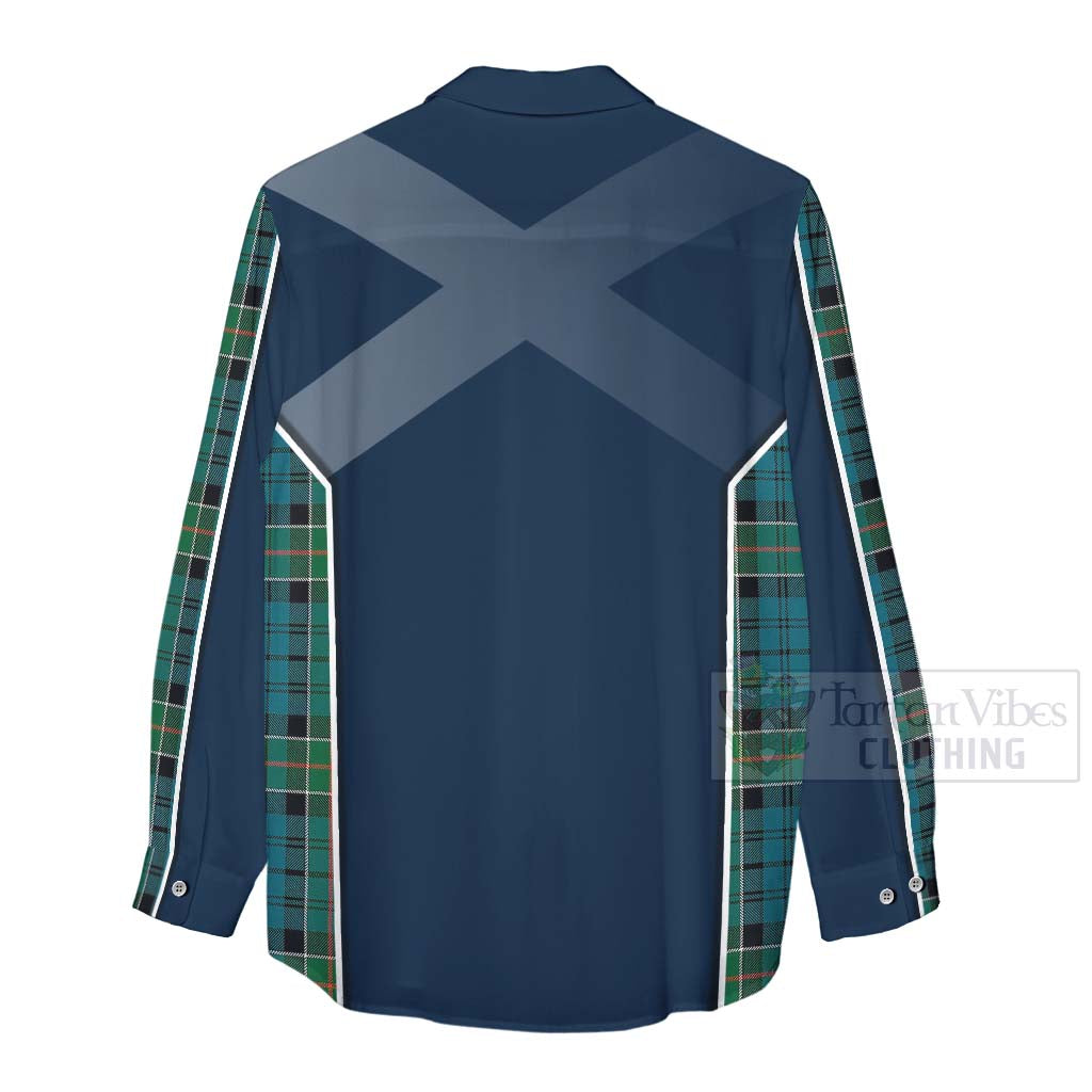 Tartan Vibes Clothing Kirkpatrick Tartan Women's Casual Shirt with Family Crest and Scottish Thistle Vibes Sport Style