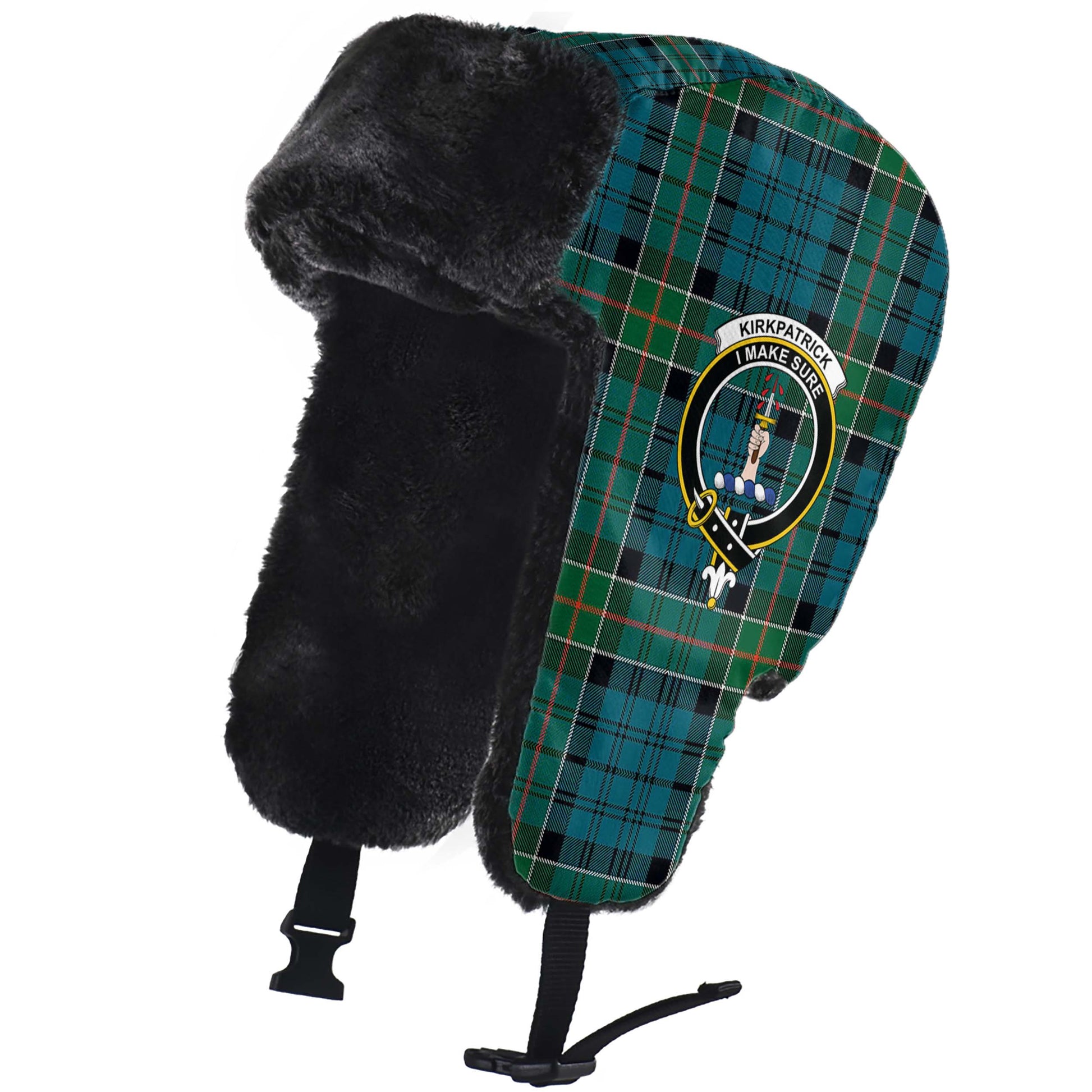 Kirkpatrick Tartan Winter Trapper Hat with Family Crest - Tartanvibesclothing