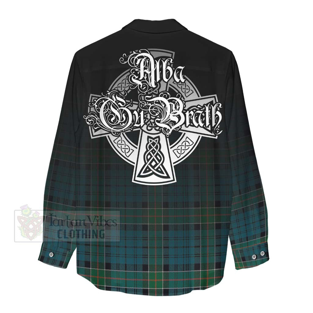 Tartan Vibes Clothing Kirkpatrick Tartan Women's Casual Shirt Featuring Alba Gu Brath Family Crest Celtic Inspired