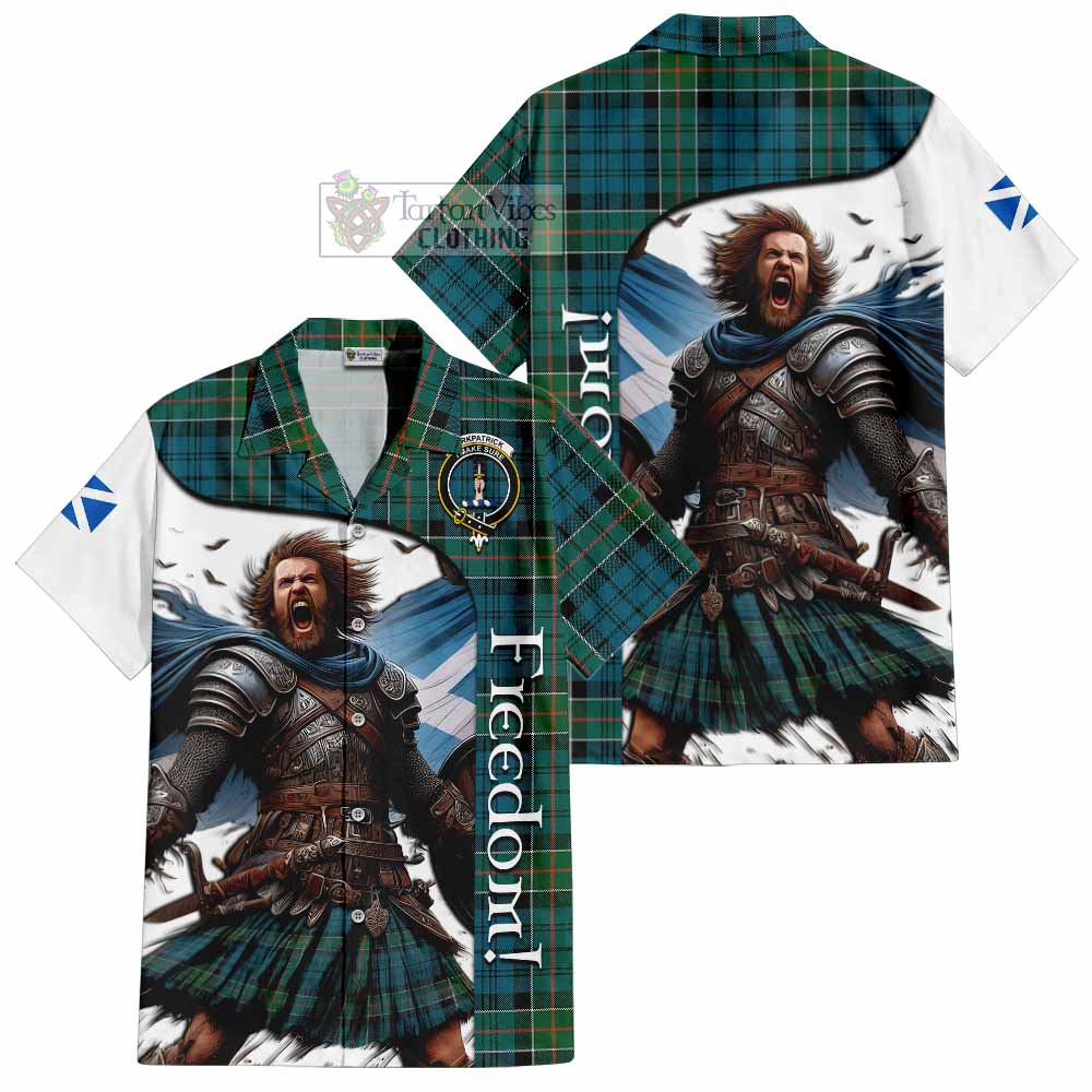 Tartan Vibes Clothing Kirkpatrick Crest Tartan Short Sleeve Button Shirt Inspired by the Freedom of Scottish Warrior